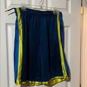Men’s Vibrant Blue Basketball Shorts with Yellow Accents